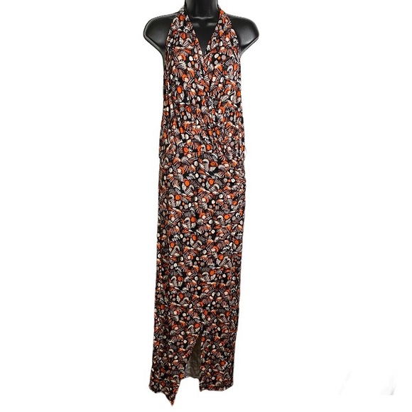 Free People Daria Halter Wrap Backless Maxi Dress Color Black Combo Size Medium - Picture 3 of 14